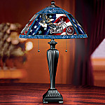 Ride Hard, Live Free Motorcycle Themed Stained Glass Table Lamp